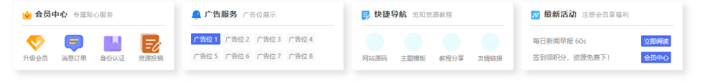 首页添加多功能四栏导航模块小工具-黔客侠